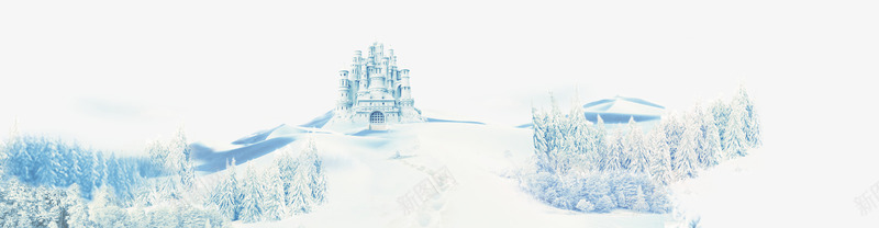 全屏清新城堡psd免抠素材_新图网 https://ixintu.com 下雪天 冰雪 城堡 背景装饰 飘雪