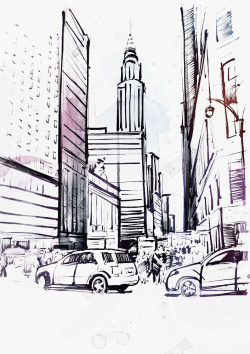 克莱斯勒水彩墨迹纽约插图高清图片