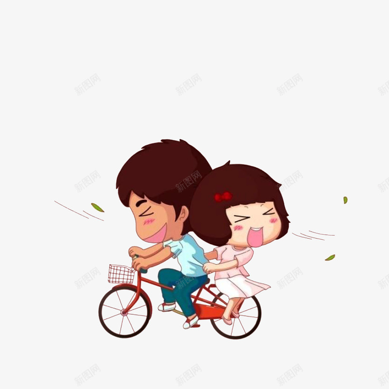 情侣骑单车郊游png免抠素材_新图网 https://ixintu.com 卡通插画 大风吹 情侣骑单车 约会郊游