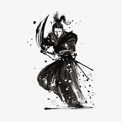男剑客中国风水墨画武士高清图片