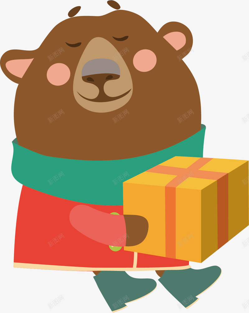 抱着礼物的小熊png免抠素材_新图网 https://ixintu.com 卡通 卡通小熊 可爱 礼物 礼物盒