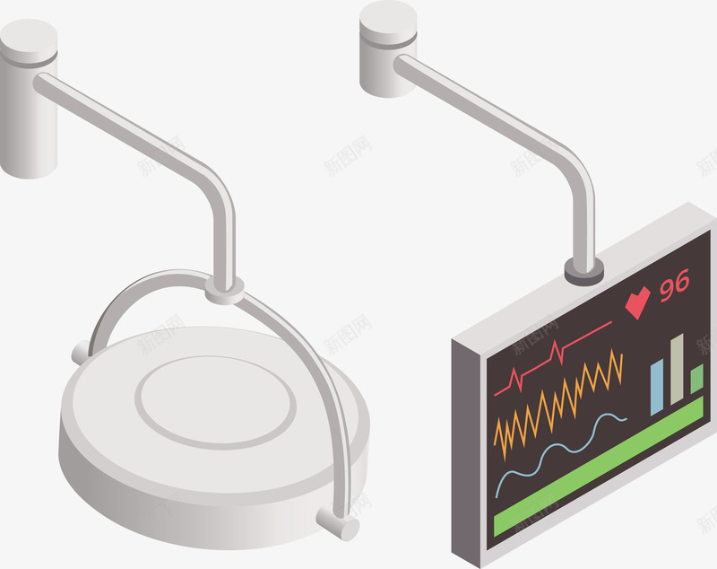 心电显示屏幕与手术灯矢量图eps免抠素材_新图网 https://ixintu.com 屏幕 心电显示 手术灯 手术灯PNG 手术灯主图 生命监测 矢量图 矢量屏幕