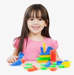 玩具堆可爱堆积木女孩高清图片