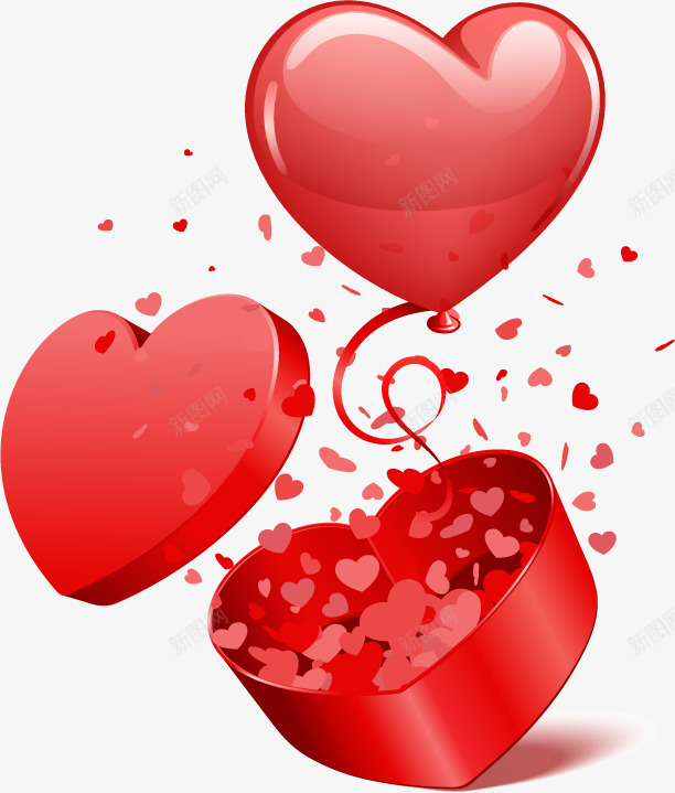红色爱心礼品盒爱心气球png免抠素材_新图网 https://ixintu.com 气球 爱心 礼品盒 红色