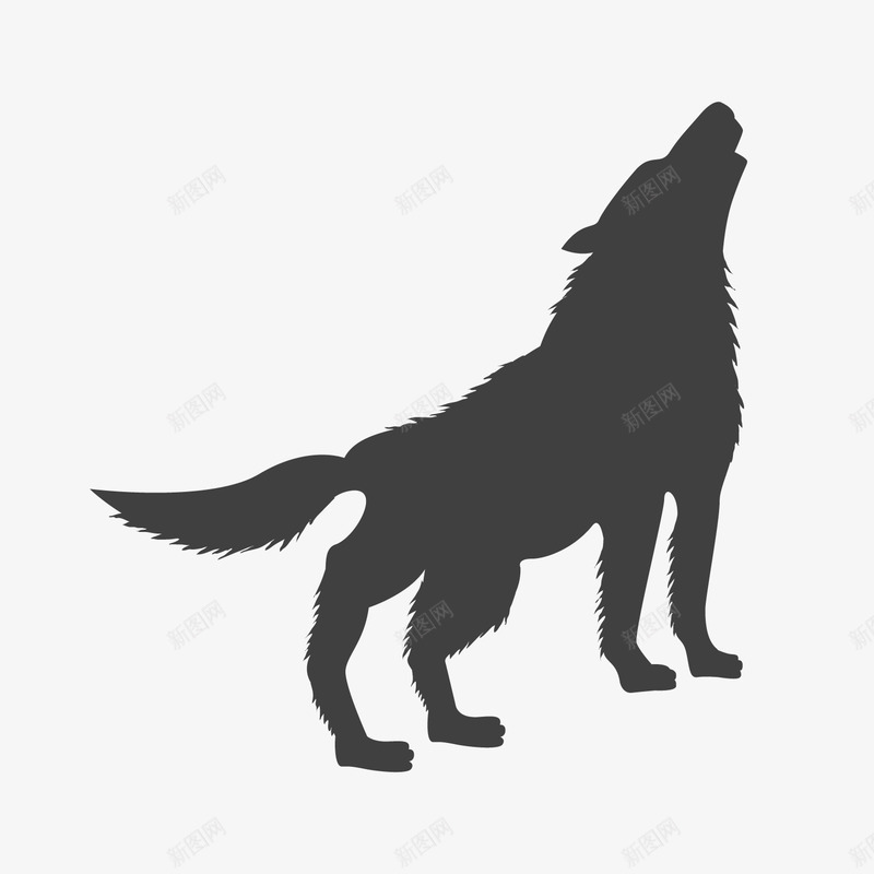 黑色狼嚎剪影图标png_新图网 https://ixintu.com 卡通动物 卡通狼 头狼 狼嚎 狼的剪影 背景装饰 黑色