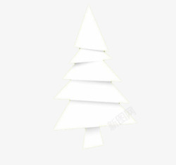 立体折纸效果圣诞树白色折纸松树圣诞树高清图片