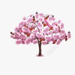 红色桃花樱花装饰树木矢量图素材