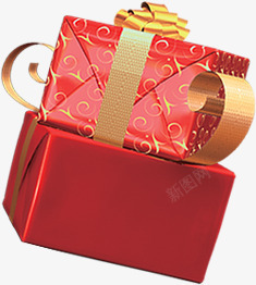 红色包装纸金色花纹礼盒素材