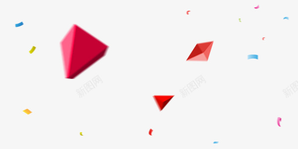 漂浮的剪纸psd免抠素材_新图网 https://ixintu.com 几何 漂浮 素材 红色 节日
