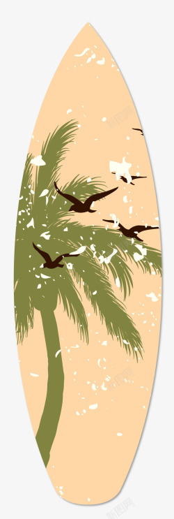 水上滑板粉色夏威夷风情冲浪板高清图片