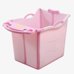 泡澡盆粉色可折叠婴儿洗澡盆高清图片