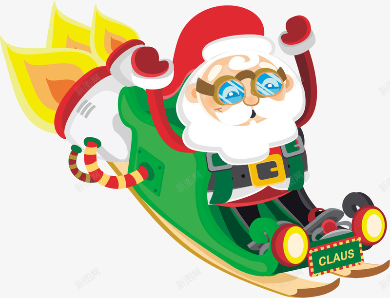 戴着眼镜的圣诞老人png免抠素材_新图网 https://ixintu.com 圣诞 圣诞老人 帽子 火箭 眼镜