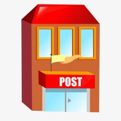城市建筑物卡通邮局建筑矢量图高清图片