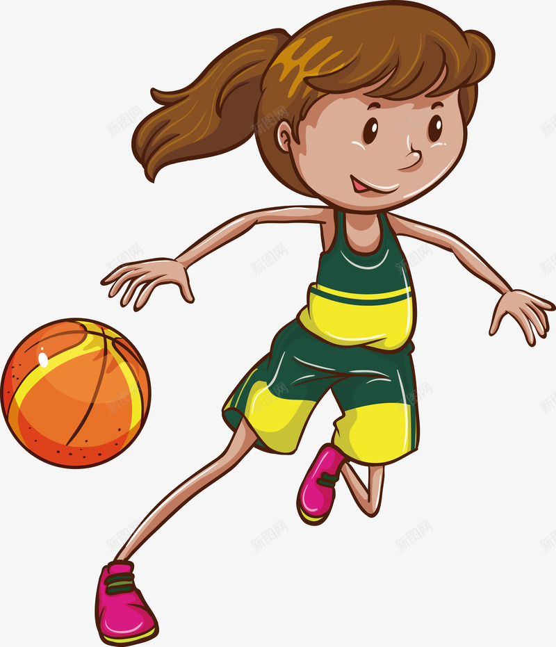 绿色少女篮球比赛png免抠素材_新图网 https://ixintu.com 决赛 少年 比赛 激动 绿色