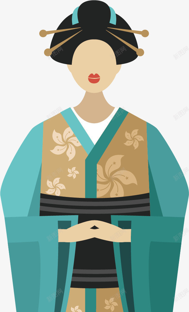 日式服装png免抠素材_新图网 https://ixintu.com 卡通有趣 和服 和服花纹 扁平化 日式服装 日本 矢量图案