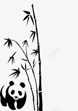 绿色山水竹子装饰手绘竹叶竹枝竹子熊猫高清图片