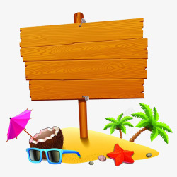 内容随意填写夏日海滩度假指示牌高清图片