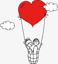 红心热气球海报背景七夕情人节素材