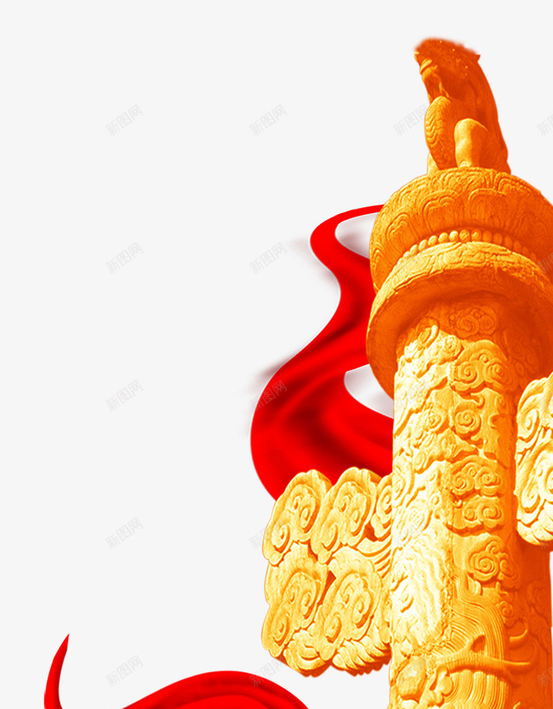 中国传统装饰华表png免抠素材_新图网 https://ixintu.com PNG 中国 传统 华表 彩带 装饰