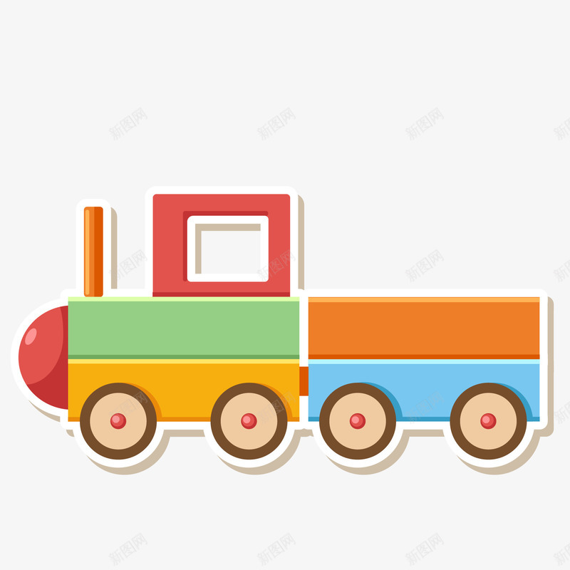 彩色的小火车玩具矢量图ai免抠素材_新图网 https://ixintu.com 儿童玩具 小火车 彩色 玩具设计 贴纸设计 矢量图
