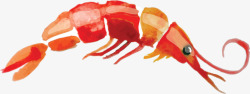 卡通虾子水彩画装饰图案素材
