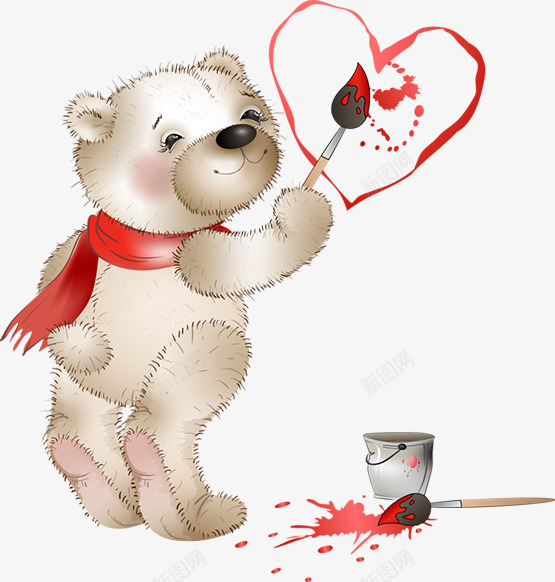 画画的小熊png免抠素材_新图网 https://ixintu.com 卡通 可爱 小熊 插画 画画