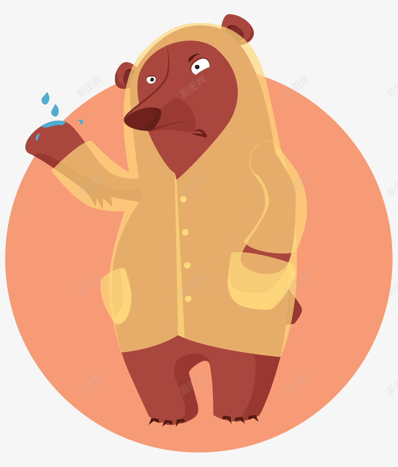 卡通手绘穿雨衣可爱小熊矢量图ai免抠素材_新图网 https://ixintu.com 卡通的动物 可爱的小熊 手绘的小熊 穿雨衣的小熊 矢量图