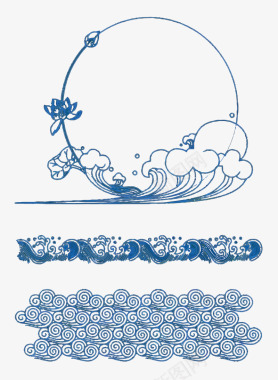 蓝色海浪排列海浪图标图标