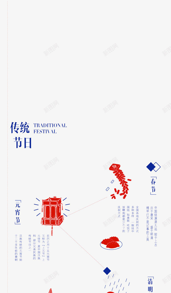 中国传统节日简介png免抠素材_新图网 https://ixintu.com 中国风 元宵节 春节 端午节 节日简介 重阳节