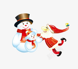 圣诞老人滚雪球png免抠素材_新图网 https://ixintu.com 围巾 圣诞老人 圣诞节 滚雪球 黑色礼帽