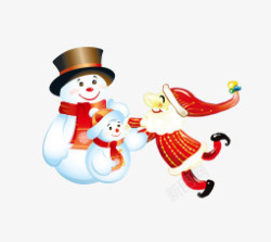 圣诞老人滚雪球素材圣诞老人滚雪球高清图片