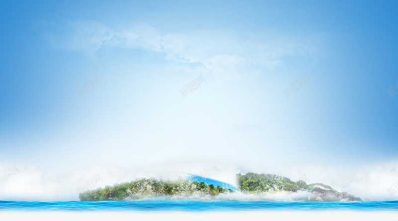 蓝色海水海岛海报背景png免抠素材_新图网 https://ixintu.com 海岛 海报 海水 背景 蓝色