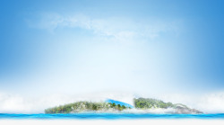 蓝色海水海岛海报背景素材