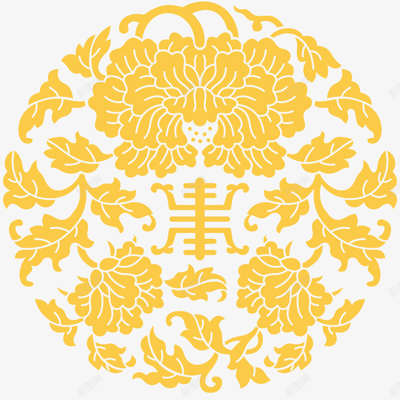 高档金色装饰图案png免抠素材_新图网 https://ixintu.com 中国风 大气 装饰品 金色图案