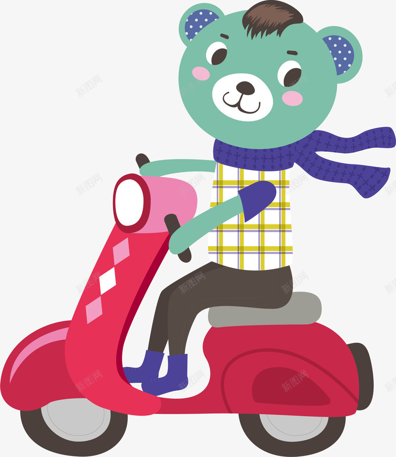 骑车的小熊矢量图ai免抠素材_新图网 https://ixintu.com 动物 卡通 小熊 电动车 矢量图