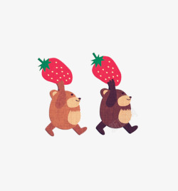 可爱小熊拿着草莓素材