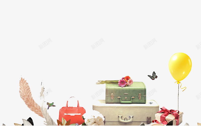 秋色皮包png免抠素材_新图网 https://ixintu.com 皮包 礼物 秋季元素 鲜花