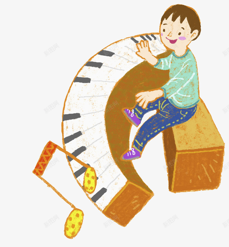 弹钢琴的男孩png免抠素材_新图网 https://ixintu.com 乐器 卡通 帅气的 插图 男孩 钢琴 音乐 高兴地