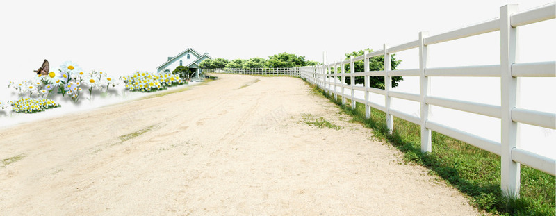 道路psd免抠素材_新图网 https://ixintu.com 栅栏 草坪 路 路的尽头 道路