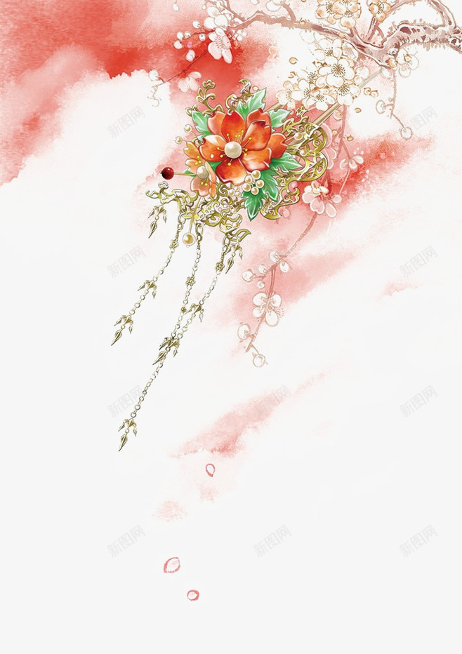 红色水彩画png免抠素材_新图网 https://ixintu.com 古风 墨迹 手绘 插画 植物 水彩画 红色 鲜花