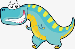 泛蓝色恐龙手绘卡通可爱动物蓝色恐龙素矢量图高清图片