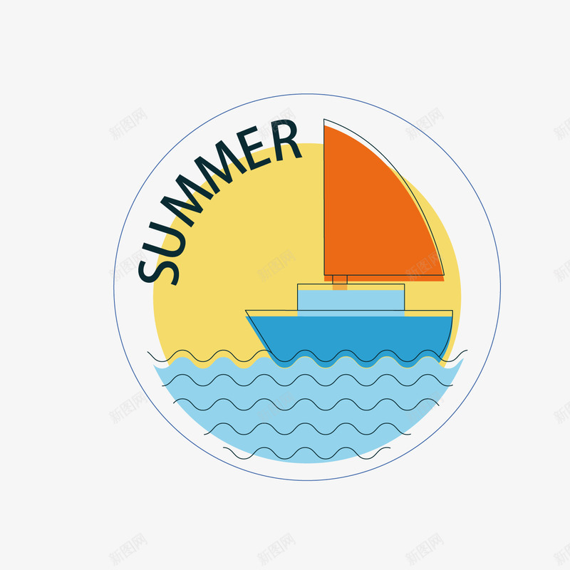 夏季帆船png免抠素材_新图网 https://ixintu.com 卡通 夏季装饰 帆船 海浪 航海装饰 蓝色海洋