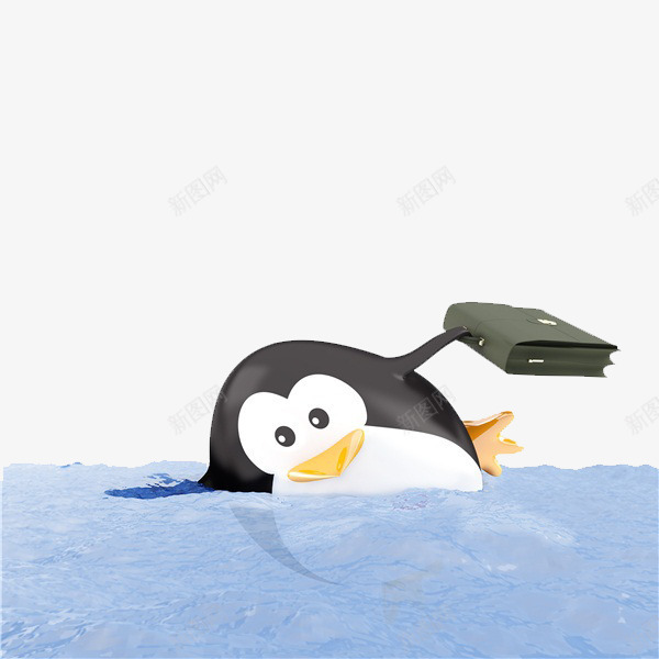 游泳的企鹅png免抠素材_新图网 https://ixintu.com 企鹅 卡通 可爱的 商务包 海水 游泳 简笔 蓝色的