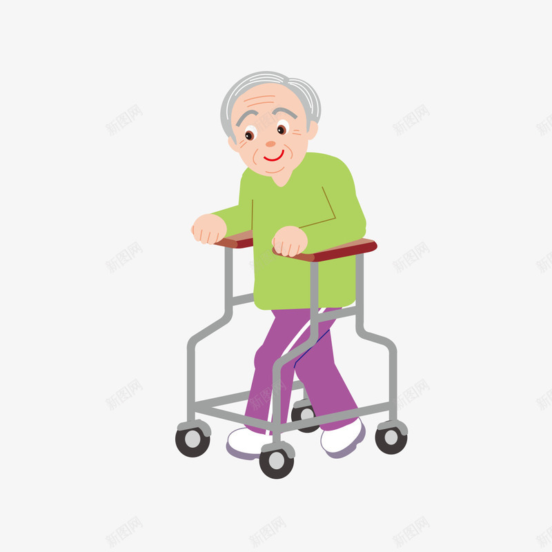 老人滑椅子png免抠素材_新图网 https://ixintu.com 卡通 椅子 老人 行动