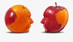 橙子苹果创意头像意指精诚合作素材