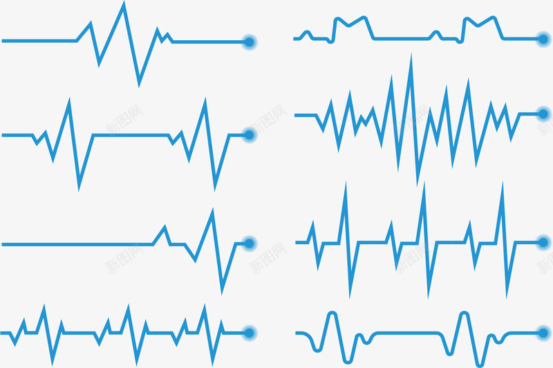 蓝色心电图表矢量图ai免抠素材_新图网 https://ixintu.com 心电 扁平 波纹 矢量素材 蓝色 矢量图