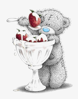 小熊吃草莓素材