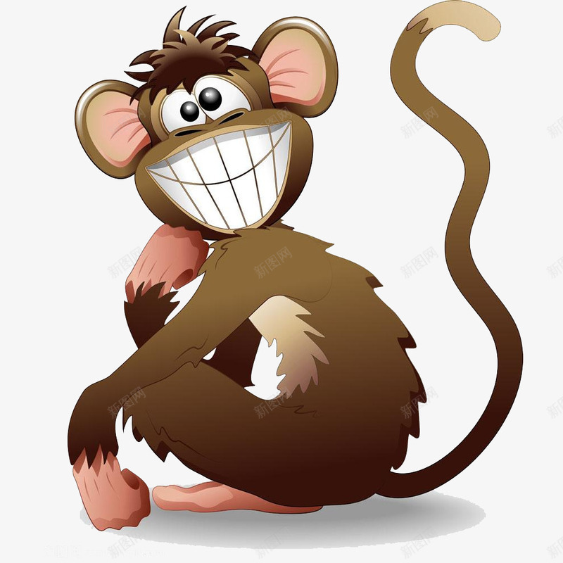 可爱露齿笑卡通猴子png免抠素材_新图网 https://ixintu.com 动物 卡通 可爱 机灵 猴子 露齿笑