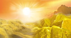 金色山峰太阳海报背景素材