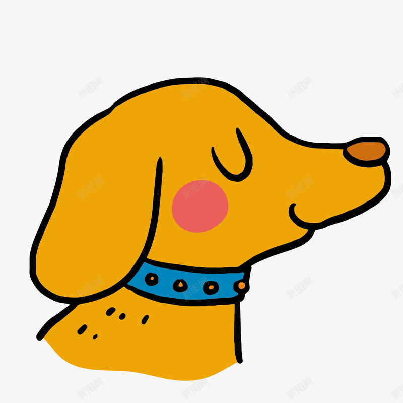 可爱的黄色项目手绘图png免抠素材_新图网 https://ixintu.com 动物 卡通 可爱的 嘴巴 小狗 手绘图 脖套